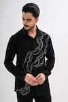 Shop Kalpana Naik Black Crepe Embroidery, Beads The Line Edit Hand Shirt Online at Aza Fashions Shop_Kalpana Naik_Black Crepe Embroidery, Beads The Line Edit Hand Shirt _Online_at_Aza_Fashions
