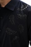 Buy Kalpana Naik Navy Cotton Satin Embroidery, Beads The Blue Ferns Hand Shirt Buy_Kalpana Naik_Navy Cotton Satin Embroidery, Beads The Blue Ferns Hand Shirt
