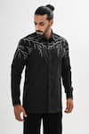 Buy_Kalpana Naik_Black Cotton Satin Embroidery, Beads Electric Pulse Hand Shirt _at_Aza_Fashions