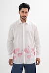 Buy Kalpana Naik White Linen Embroidery Tropical Muse Hand Shirt at Aza Fashions Buy_Kalpana Naik_White Linen Embroidery Tropical Muse Hand Shirt _at_Aza_Fashions
