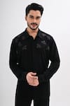Buy_Kalpana Naik_Black Crepe Embroidery, Beads Nectaring Threads Hand Shirt _at_Aza_Fashions