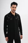 Buy_Kalpana Naik_Black Crepe Embroidery, Beads Nectaring Threads Hand Shirt _Online_at_Aza_Fashions
