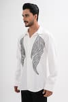 Buy_Kalpana Naik_White Crepe Embroidery, Beads Aqua Graphica Hand Shirt _Online_at_Aza_Fashions