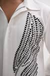 Kalpana Naik_White Crepe Embroidery, Beads Aqua Graphica Hand Shirt _at_Aza_Fashions