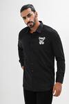 Buy_Kalpana Naik_Black Cotton Satin Crystals, Embroidery Bear Hand Shirt _Online_at_Aza_Fashions