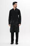 Kalpana Naik_Black Crepe Embroidery Gulzaar Hand Kurta Set _Online_at_Aza_Fashions