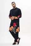 Shop_Kalpana Naik_Navy Crepe Embroidery Rang Bahar Hand Kurta Set _at_Aza_Fashions