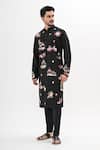 Buy_Kalpana Naik_Black Bemberg, Silk, Shantoon Embroidery Rang Mahal Hand Kurta Set _Online_at_Aza_Fashions