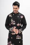 Shop_Kalpana Naik_Black Bemberg, Silk, Shantoon Embroidery Rang Mahal Hand Kurta Set _Online_at_Aza_Fashions