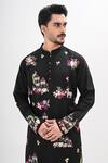 Kalpana Naik_Black Bemberg, Silk, Shantoon Embroidery Rang Mahal Hand Kurta Set _at_Aza_Fashions
