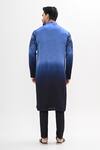 Shop_Kalpana Naik_Blue Linen Embroidery Aquira Hand Kurta Set _at_Aza_Fashions