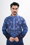 Buy_Kalpana Naik_Blue Linen Embroidery Aquira Hand Kurta Set 