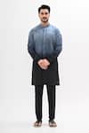 Kalpana Naik_Gray Linen, Satin Horizon Ombre Kurta And Pant Set _Online_at_Aza_Fashions