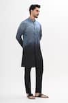 Buy_Kalpana Naik_Gray Linen, Satin Horizon Ombre Kurta And Pant Set _Online_at_Aza_Fashions