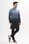Buy_Kalpana Naik_Gray Linen, Satin Horizon Ombre Kurta And Pant Set _at_Aza_Fashions