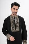 Kalpana Naik_Black Embroidery Shab Gul Hand Kurta Set _at_Aza_Fashions
