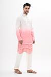 Buy_Kalpana Naik_Off White Bemberg, Silk Pink Ombre Kurta And Pant Set _Online_at_Aza_Fashions