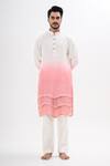 Shop_Kalpana Naik_Off White Bemberg, Silk Pink Ombre Kurta And Pant Set _Online_at_Aza_Fashions