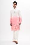 Buy_Kalpana Naik_Off White Bemberg, Silk Pink Ombre Kurta And Pant Set _at_Aza_Fashions