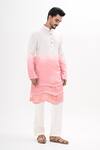 Kalpana Naik_Off White Bemberg, Silk Pink Ombre Kurta And Pant Set _at_Aza_Fashions