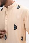 Buy_Kalpana Naik_Cream Bemberg, Silk Embroidery Peacock Motif Hand Kurta Set 
