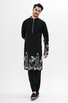 Kalpana Naik_Black Crepe Embroidery Midnight Safari Hand Kurta Set _Online_at_Aza_Fashions