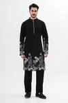 Buy_Kalpana Naik_Black Crepe Embroidery Midnight Safari Hand Kurta Set _at_Aza_Fashions