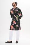 Buy_Kalpana Naik_Black Crepe Embroidery Bloom Printed Hand Kurta Set _Online_at_Aza_Fashions