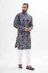 Buy_Kalpana Naik_Gray Crepe, Cotton Grey Bloom Printed Kurta And Pant Set _Online_at_Aza_Fashions
