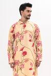 Buy_Kalpana Naik_Cream Crepe Lotus Bloom Print Kurta And Pant Set 