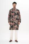 Buy_Kalpana Naik_Gray Cotton, Rayon Embroidery Rustic Bloom Hand Kurta Set _at_Aza_Fashions