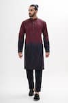 Buy Kalpana Naik Maroon Linen, Satin Embroidery Ombre Hand Kurta Set at Aza Fashions Buy_Kalpana Naik_Maroon Linen, Satin Embroidery Ombre Hand Kurta Set _at_Aza_Fashions