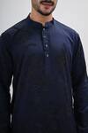 Buy_Kalpana Naik_Navy Linen Embroidery Blossom Crest Hand Kurta Set 