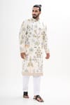 Buy_Kalpana Naik_White Cotton, Silk Embroidery Gul Bagh Kurta Set _at_Aza_Fashions