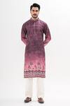 Buy_Kalpana Naik_Pink Cotton, Silk Embroidery Ombre Hand Kurta Set _at_Aza_Fashions