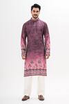 Shop_Kalpana Naik_Pink Cotton, Silk Embroidery Ombre Hand Kurta Set _Online_at_Aza_Fashions