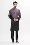 Kalpana Naik_Purple Bemberg, Silk Embroidery Midnight Echo Ombre Kurta And Pant Set _Online_at_Aza_Fashions