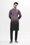 Buy_Kalpana Naik_Purple Bemberg, Silk Embroidery Midnight Echo Ombre Kurta And Pant Set _Online_at_Aza_Fashions