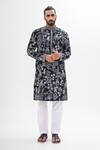 Buy_Kalpana Naik_Navy Bemberg, Silk Embroidery Wild Bloom Kurta Set _Online_at_Aza_Fashions