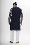 Shop_Kalpana Naik_Navy Bemberg, Silk Embroidery Wild Bloom Kurta Set _at_Aza_Fashions
