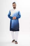 Buy_Kalpana Naik_Off White Linen, Satin Embroidery Ombre Overlapping Pintucked Kurta Set 