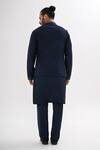 Shop_Kalpana Naik_Navy Bemberg, Silk Embroidery, Mirrors Sheesh Mahal Nehru Jacket And Kurta Set _Online_at_Aza_Fashions