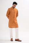 Buy_Kalpana Naik_Mustard Bemberg, Silk Mirrors, Embroidery Taraang Nehru Jacket And Kurta Set _Online_at_Aza_Fashions