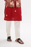 Buy_Kalpana Naik_Red Silk Embroidery Laal Aangan Nehru Jacket And Kurta Set _Online_at_Aza_Fashions