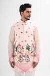 Kalpana Naik Pink Linen, Satin Embroidery Gulabi Nagri Nehru Jacket And Kurta Set at Aza Fashions Kalpana Naik_Pink Linen, Satin Embroidery Gulabi Nagri Nehru Jacket And Kurta Set _at_Aza_Fashions