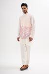 Kalpana Naik_Ivory Bemberg, Silk Embroidery Phoolon Ki Lakeer Nehru Jacket And Kurta Set _Online_at_Aza_Fashions