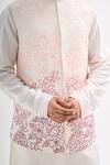 Kalpana Naik_Ivory Bemberg, Silk Embroidery Phoolon Ki Lakeer Nehru Jacket And Kurta Set _at_Aza_Fashions