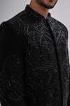 Buy_Kalpana Naik_Black Crepe Embroidery Cosmic Waves Hand Achkan Set _Online_at_Aza_Fashions