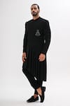 Buy_Kalpana Naik_Black Terrycloth Embroidery, Beads Imperial Hand Draped Achkan Set _at_Aza_Fashions