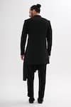 Shop_Kalpana Naik_Black Terrycloth Embroidery, Beads Imperial Hand Draped Achkan Set _at_Aza_Fashions